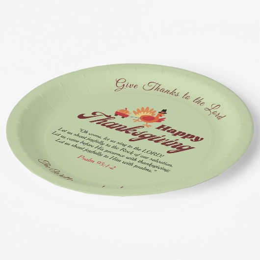 Assiettes En Carton Custom Name | Happy Thanksgiving with Bible Verse  (Angle)