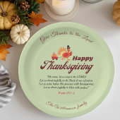 Assiettes En Carton Custom Name | Happy Thanksgiving with Bible Verse 