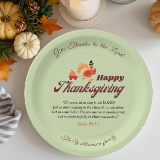 Assiettes En Carton Custom Name | Happy Thanksgiving with Bible Verse