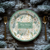 Assiettes En Carton Custom Name Paper Plates White Poinsettia Holiday