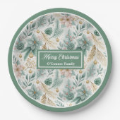 Assiettes En Carton Custom Name Paper Plates White Poinsettia Holiday (Devant)