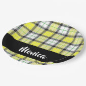 Assiettes En Carton Custom name yellow plaid (Angle)