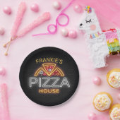 Assiettes En Carton Custom Neon Italian Pizzeria Pizza House (Fête)