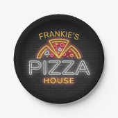 Assiettes En Carton Custom Neon Italian Pizzeria Pizza House (Devant)