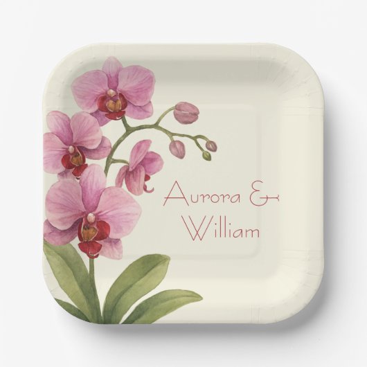 Assiettes En Carton Custom Orchid Floral  (Recto)