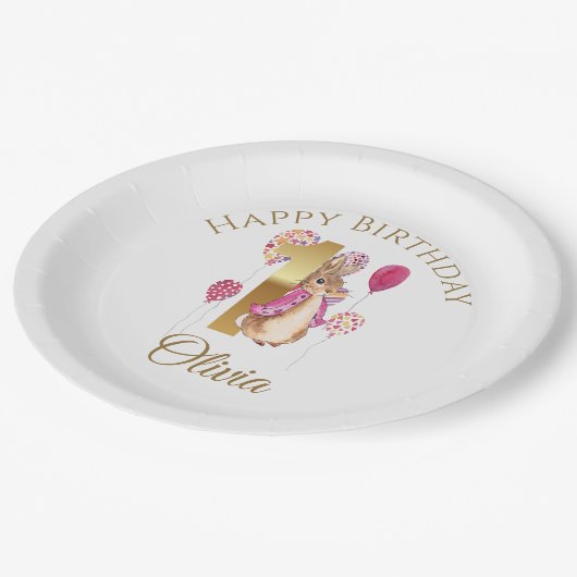 Assiettes En Carton Custom Peter the Rabbit 1st Birthday (Angle)