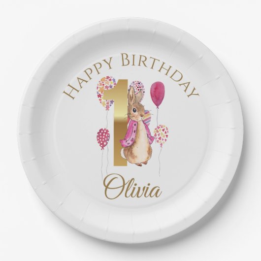 Assiettes En Carton Custom Peter the Rabbit 1st Birthday (Devant)
