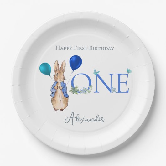 Assiettes En Carton Custom Pierre le lapin 1er anniversaire (Devant)