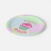 Assiettes En Carton Custom Pink Birthday Cupcake Personalised (Angle)