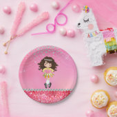 Assiettes En Carton Custom Pink Glam Irish Dance Brunette (Fête)