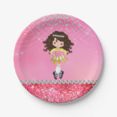 Assiettes En Carton Custom Pink Glam Irish Dance Brunette (Devant)