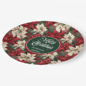 Assiettes En Carton Custom Red Poinsettia Chic Christmas Paper Plates  (Angle)