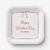 Assiettes En Carton Custom Valentine's Day Party Cute Red Bow Hearts (Recto)