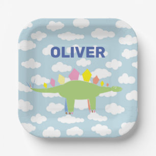 Assiettes En Carton Customisé Cute Stegosaurus Dinosaur Anniversaire d