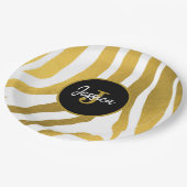 Assiettes En Carton Customisé Faux Gold Zebra Print Stripes Motif (Angle)