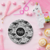 Assiettes En Carton Customisez votre motif photo noir blanc Monogramme (Fête)