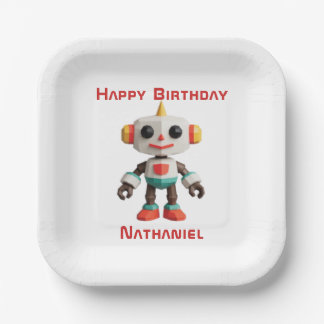 Assiettes En Carton Customizable Robot Kids