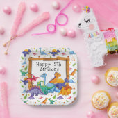 Assiettes En Carton Customize Age Dinosaur Birthday (Fête)