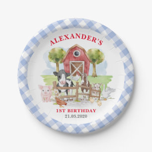 Assiettes En Carton Cute 1er anniversaire Animaux de ferme Barnyard En