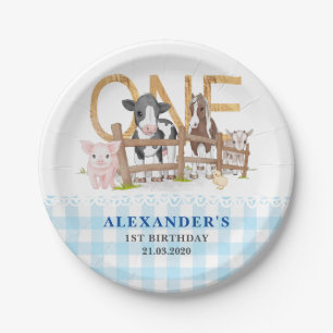 Assiettes En Carton Cute 1er anniversaire Animaux de ferme Barnyard Pa