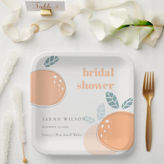 Assiettes En Carton Cute Abstraite Orange Fruity Bold Fête des mariées (Mariage)