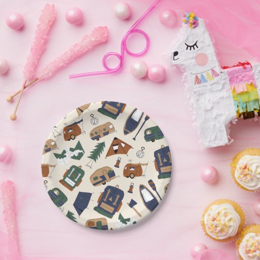 Assiettes En Carton Cute Adventure Doodle Motif Plaques papier (Fête)