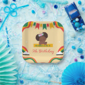 Assiettes En Carton Cute afro licorne Africaine amérique filles Annive (Fête)