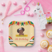 Assiettes En Carton Cute afro licorne Africaine amérique filles Annive (Fête)