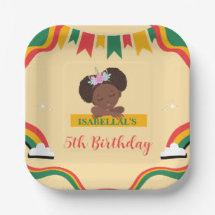 Assiettes En Carton Cute afro licorne Africaine amérique filles Annive