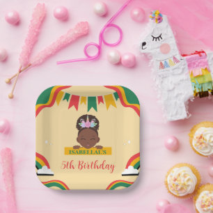 Assiettes En Carton Cute afro licorne Africaine amérique filles Annive