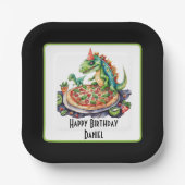 Assiettes En Carton Cute ajouter nom pizza dinosaur fête (Recto)