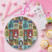 Assiettes En Carton Cute Animal Collage Folk Art Design (Fête)