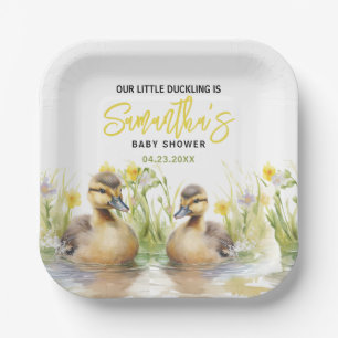 Assiettes En Carton Cute Aquarelle Canard bébé garçon douche