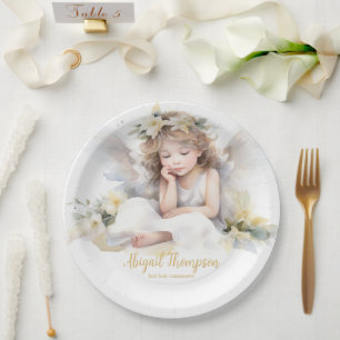 Assiettes En Carton Cute Aquarelle Petite fille Angel Religieux