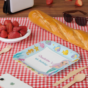 Assiettes En Carton Cute arc-en-ciel sirène poisson tortue étoile Anni