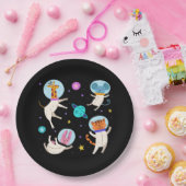 Assiettes En Carton Cute astronaute Animaux flottant dans l'espace (Fête)