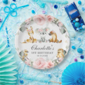 Assiettes En Carton Cute Australian Animals Rose Floral Vert (Fête)