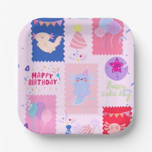 Assiettes En Carton Cute axolotl birthday (Recto)