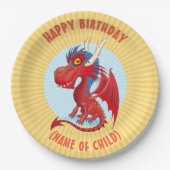 Assiettes En Carton Cute Baby Dragon Plaque d'anniversaire (Devant)