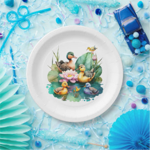 Assiettes En Carton Cute Baby Duck Farm Animaux de famille