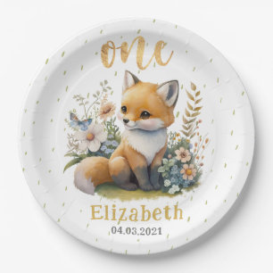 Assiettes En Carton Cute Baby Fox 1er Anniversaire Plaques papier de f