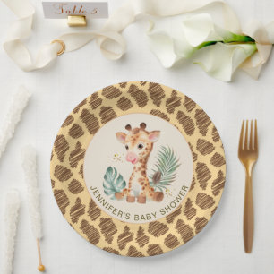 Assiettes En Carton Cute Baby Giraffe Poster de animal Safari