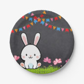 Assiettes En Carton Cute Baby shower de lapin en tableau blanc (Devant)