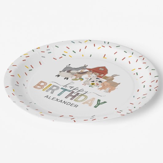Assiettes En Carton Cute Barnyard fête d'anniversaire (Angle)