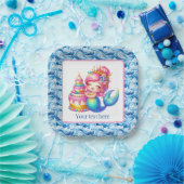 Assiettes En Carton Cute Beach Birthday mermaid customizable  (Fête)