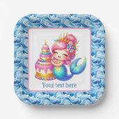 Assiettes En Carton Cute Beach Birthday mermaid customizable  (Recto)