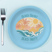 Assiettes En Carton Cute Beach Waves Sunshine Blue Surfer Party