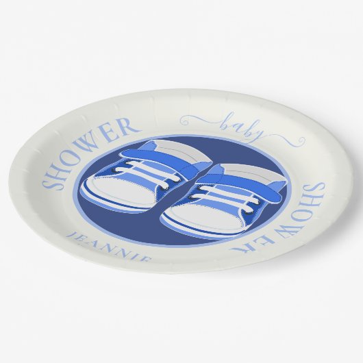 ASSIETTES EN CARTON CUTE BÉBÉ BOOTIES BABY SHOWER (Angle)