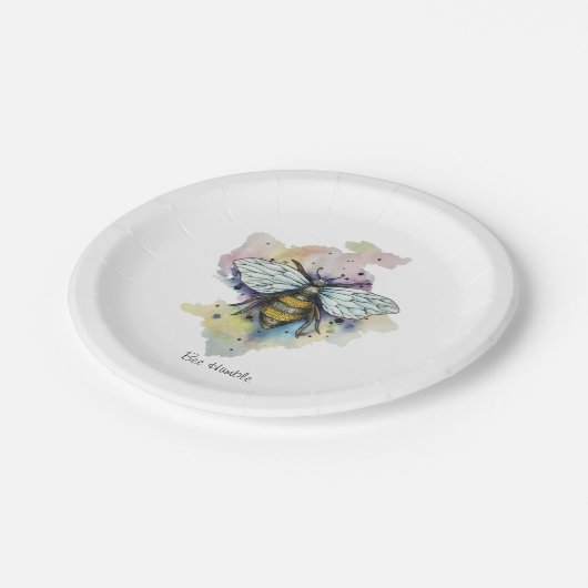 Assiettes En Carton Cute Bee And Rainbow Wash (Angle)
