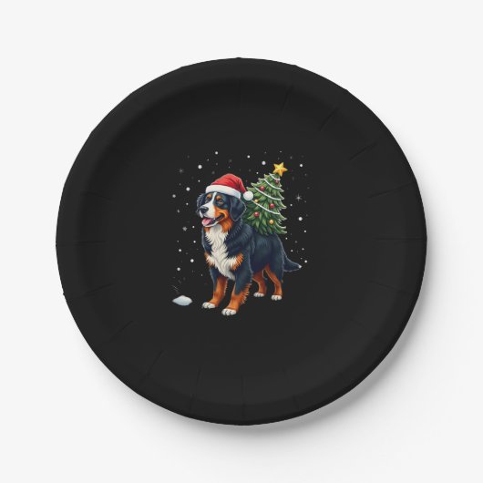 Assiettes En Carton Cute Bernese Mountain Dog in a Christmas Tree for (Devant)